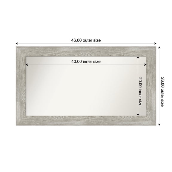 Amanti Art Custom Framed Wall and Bathroom Mirror (26 x 46 in.), Dove Greywash Frame