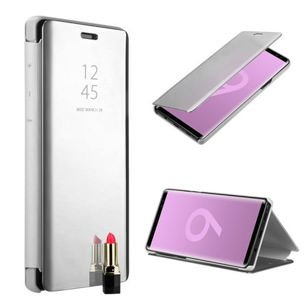 Luxmo Case for Samsung Galaxy Note 9 Fashion Modern Electroplated Mirror Clear View Standing Flip Cover