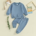 thumbnail image 3 of Bagilaanoe 2PCS Toddler Baby Boy Pants Set Long Sleeve Sweatshirt Pullover Tops + Drawstring Sweatpants 6M 12M 18M 24M 3T 4T Kids Casual Sweatsuits, 3 of 6