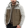thumbnail image 2 of LYSMORA Mens Color Block Hooded Puffer Jacket Adjustable Drawcord Windproof Snow Winter Coat Multi Zipper Storage Pockets, 2 of 7