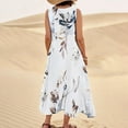 thumbnail image 6 of Dndkilg Party Dress for Women Party Dress for Women Boho Sleeveless Maxi Dresses Plus Size Flowy Tank Long Casual Dresses Floral Cotton Linen Sundresses with Pockets Beige 2XL, 6 of 8