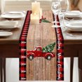 thumbnail image 3 of Red Truck Christmas Table Runner 60 Inches Long, Cotton Linen Table Runner Dresser Scarf, Plaid Xmas Tree Snowflake Vintage Fabric Tablerunners for Dining Coffee Tables Wedding Holiday Party 13"x60", 3 of 9