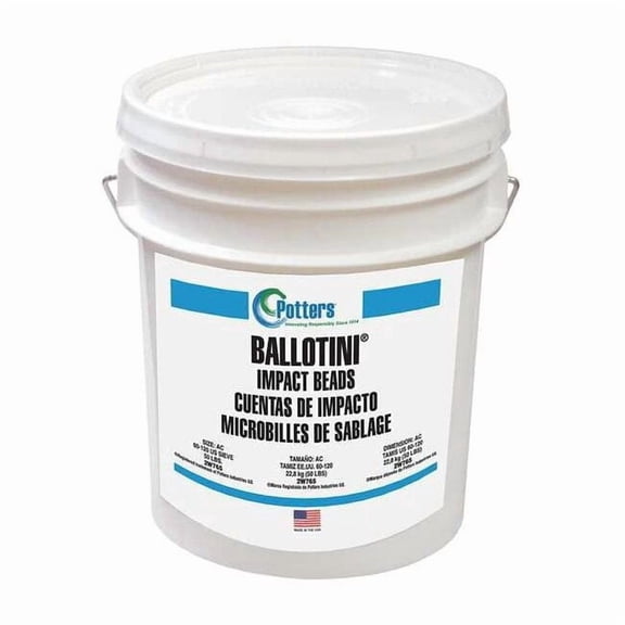 Glass Beads Blast Media, Coarse, 60 to 120 Mesh Size, 53 lb, Pail