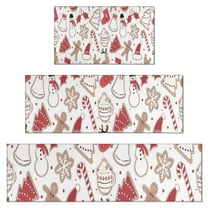 White Christmas Cookie Pattern Kitchen Rugs Sets Of 3,Kitchen Runner Rugs Non Skid Washable,Decorative Kitchen Floor Mats for Kitchen,Sink,Laundry,17"x30"  17"x47"   17"x59"