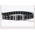 thumbnail image 4 of Cinturón de cuero con doble ojal y cadena desmontable para mujer, hombre, estilo punk rock, cinturón de jeans, color negro Jormftte LRWJ630-1, 4 of 5