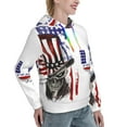 thumbnail image 6 of Picia Patriotic Skull Art Pattern Casual Women's Hoodie, Hooded Sweatshirt with Kangaroo Pocket, Comfortable Pullover with Eye-catching Drawstrings-XX-Large, 6 of 7