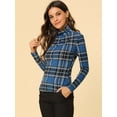 thumbnail image 4 of DARING DIVA Turtleneck Long Sleeve Slim Shirt Blouse M Blue, 4 of 6