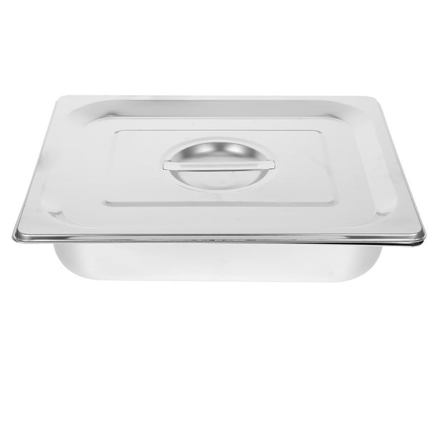 Bandeja de buffet de acero inoxidable Bandeja de buffet rectangular Bandeja para servir la cena Contenedor de alimentos Bandeja con tapa (3.9L)
