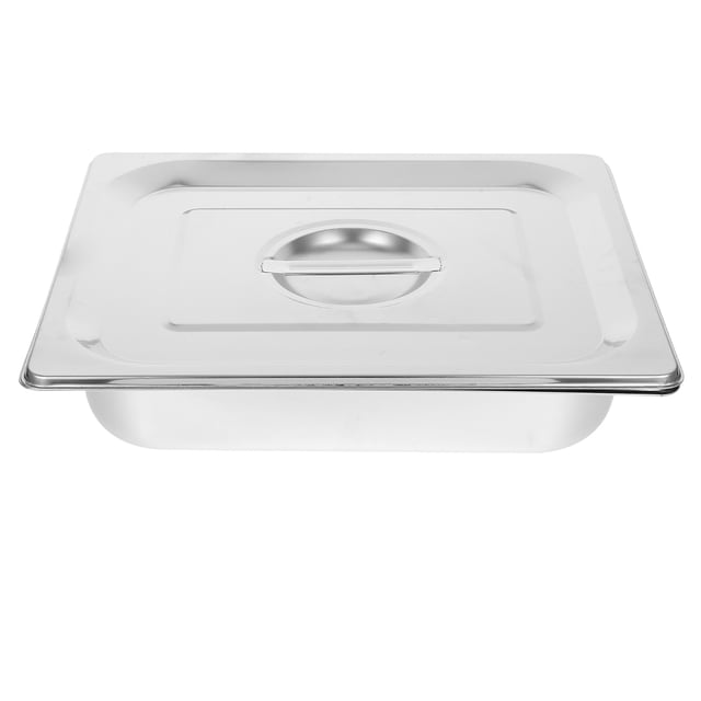 Bandeja de buffet de acero inoxidable Bandeja de buffet rectangular Bandeja para servir la cena Contenedor de alimentos Bandeja con tapa (3.9L)