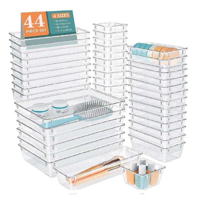 TAIMASI 44-Piece Clear Plastic Drawer Organizer Set photo 1