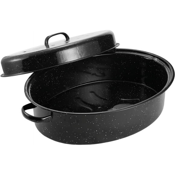Roasting Pan, Roasting Pan with Domed Lid. Oval Turkey Roaster Pot, Broiler Pan Great for Turkey, Chicken, Vegetable. Fit for 18Lb Turkey