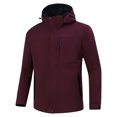 thumbnail image 1 of COM1950s Jackets for Men, Mansolid Color Water Resistance Drawstring Pockets Hooded Outdoor Jacket Coat, 1 of 7