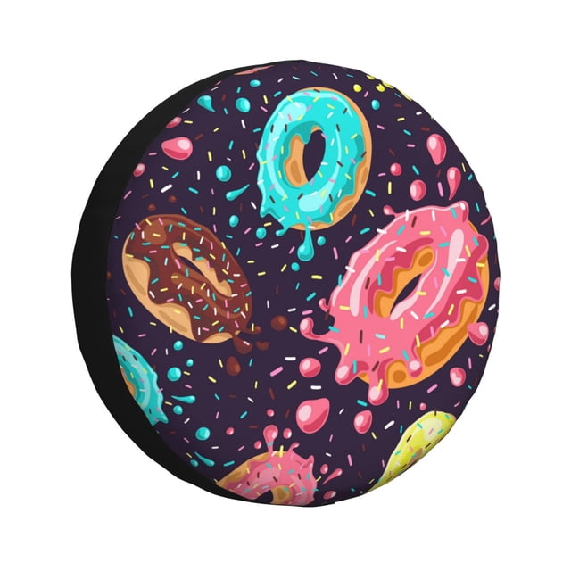 Fotbe Donuts1 Funda de Llanta de Repuesto con Estampado, Engrosada, Ajuste Universal para Jeep, Remolque, RV, SUV, Camión-16 inch