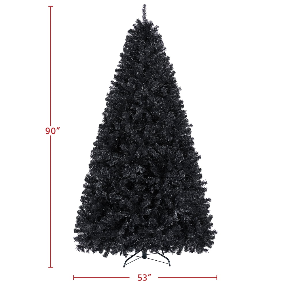 Alden Design Black Unlit Spruce Foldable Christmas Tree, 7.5'
