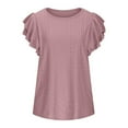thumbnail image 4 of Timegard Womens Tops Eyelet Scoop Neck Ruffle Cap Sleeve Tee Summer Beach Casual Loose Comfy Shirt Tops, 4 of 8