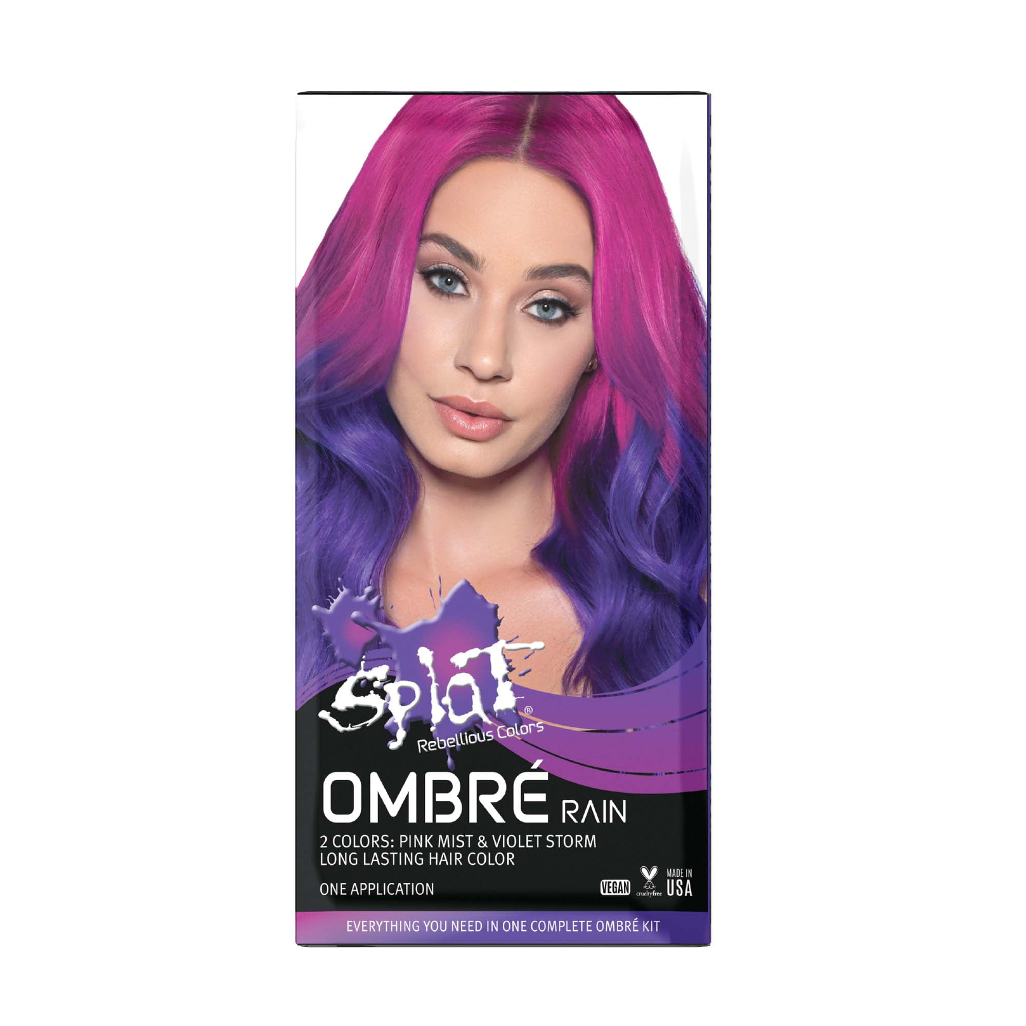 Splat Complete Kit, Ombre Rain, Semi-Permanent Purple & Pink Hair Dye with  Bleach 