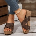 thumbnail image 6 of Fukaraa Wide Width Wedge Sandals Women Platform Open Toe Buckle Strap Dressy Summer, 6 of 9