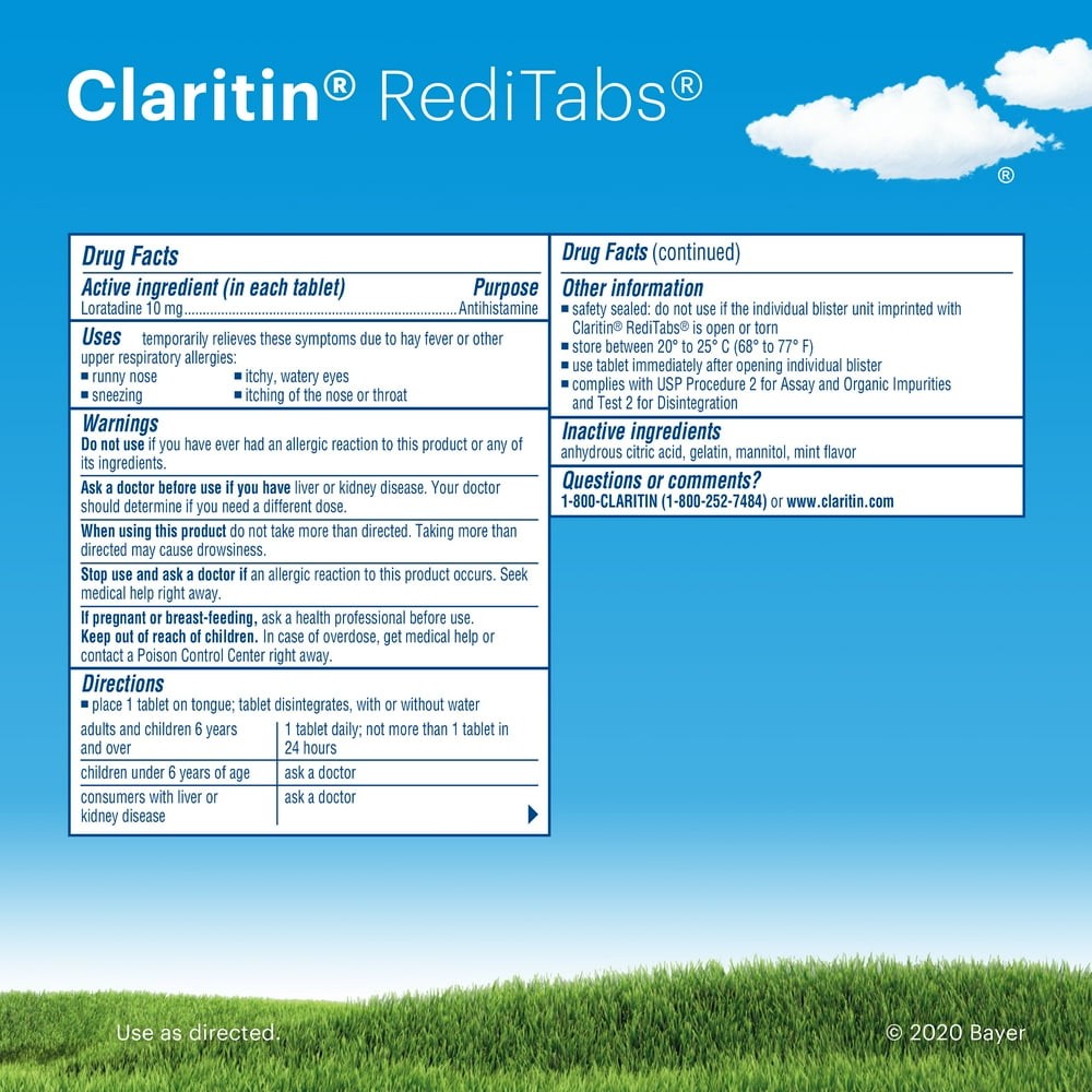 Claritin RediTabs 24 Hr Allergy Medicine, Antihistamine Tablet, 30 Ct