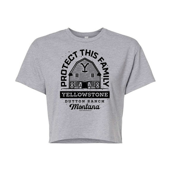 Yellowstone  - Protect This Family - Juniors Cropped Cotton Blend T-Shirt