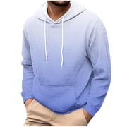 HUJlwoi Men's Fashion Hoodies Flannel Gradient Long Sleeve Drawstring Hoodie Pullover Tops Casaul Sweatshirts with Pocket