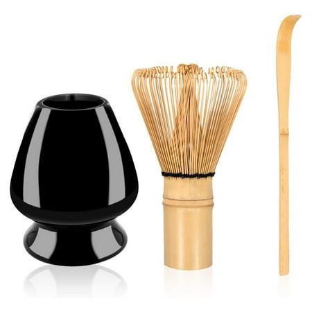 

Traditional Matcha Tool Set Whisk + Ceramic Whisk Stand + Tea Spoon Handmade Matcha Set Black