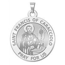 Saint Francis Caracciolo Round Religious Medal - 3/4 Inch Size of a Nickel -Sterling Silver