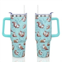 40oz Sea Otter Tumbler with Handle & Straw - Insulated Travel Mug Coffee Cup - Gift for Otter Lovers, Women, Friends, Girls - Christmas & Birthday Present