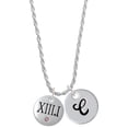 thumbnail image 1 of Delight Jewelry Silvertone Half Marathon with Pink Crystal Roman Numeral Silvertone Script Initial Disc - C - Charm Necklace, 20"+3", 1 of 4