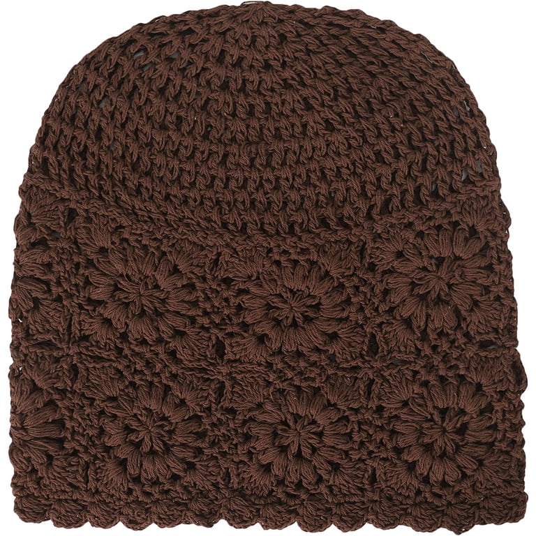 Women Cotton Crochet Slouchy Beanie Hat Handmade Knit Cutout 