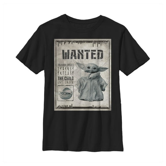 Boy's Star Wars: The Mandalorian The Child Wanted Unknown Species Graphic Tee Black Medium