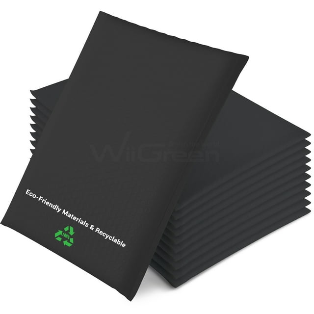 WiiGreen #0 240 PCS 7x9 Inch Poly Bubble Mailers, Padded Envelopes Bags with Peel and Seal for CD, Gift, Packing and Shipping, Keep Safe and Protected, Black (Usable Size: 6x9 Inch)