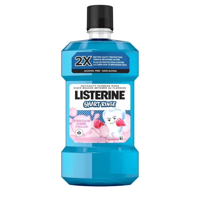 Listerine Smart Rinse Bubble Gum, Kids Mouthwash, Anticavity Fluoride rinse, Alcohol-Free, 500 mL