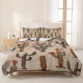 thumbnail image 3 of Queen Quilt Set 90''x96'', Vintage Cactus Lightweight Bedspread Coverlet Set with 2 Pillow Shams, Farmhouse Retro Brown Summer Botanical Breathable All Season Quilt Bedding for Bedroom/Guest Room, 3 of 9