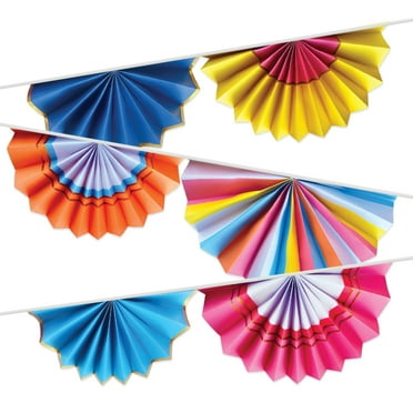 Paper Fan Garland, Multi-Color, 6.6 Feet, Packed Party 'Biggest Fan'