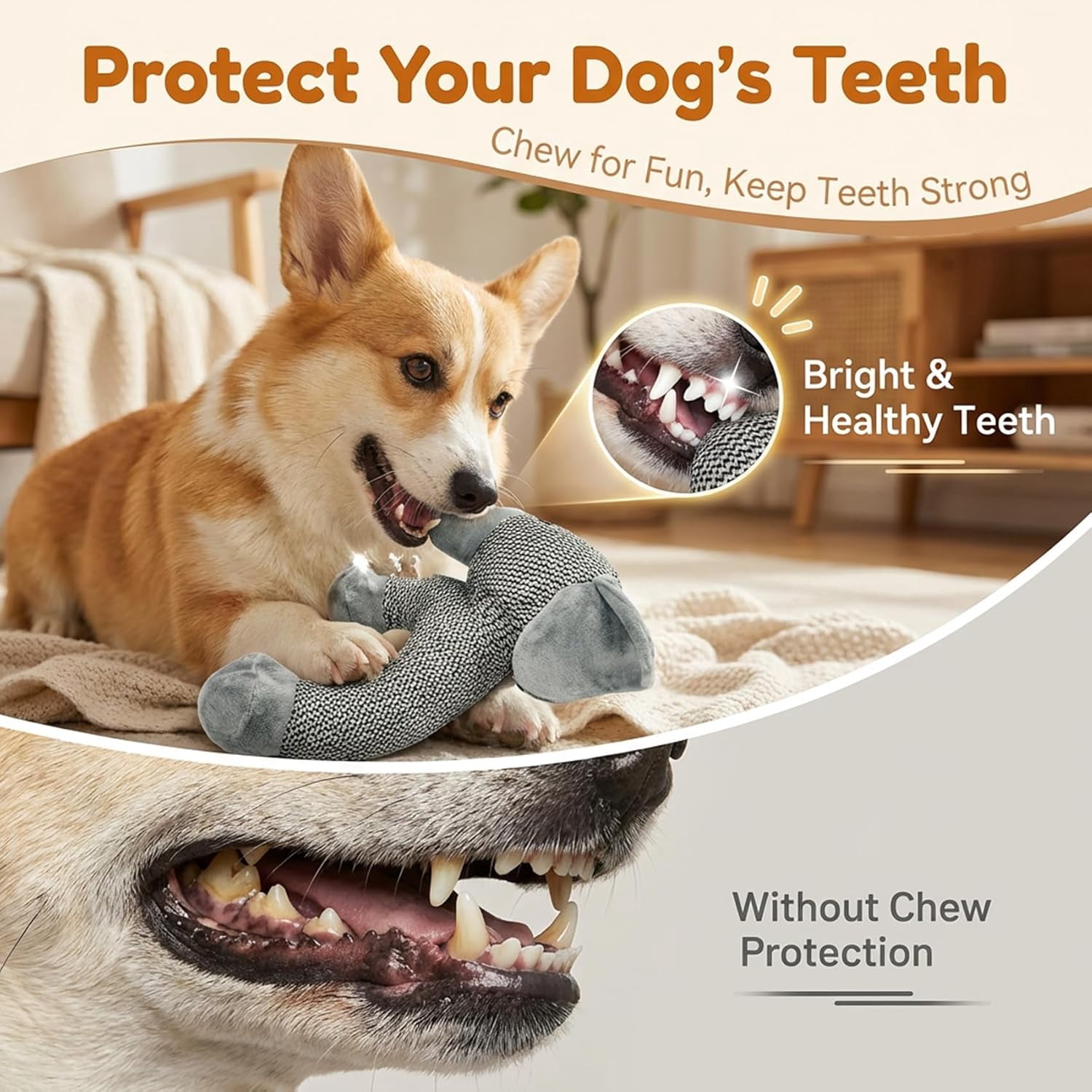 2-Pack Linen Dog Chew Toys - Safari Companions Animal Shaped Natural Linen Chew Toys for Teething Puppies & Small Breed Dogs-yj