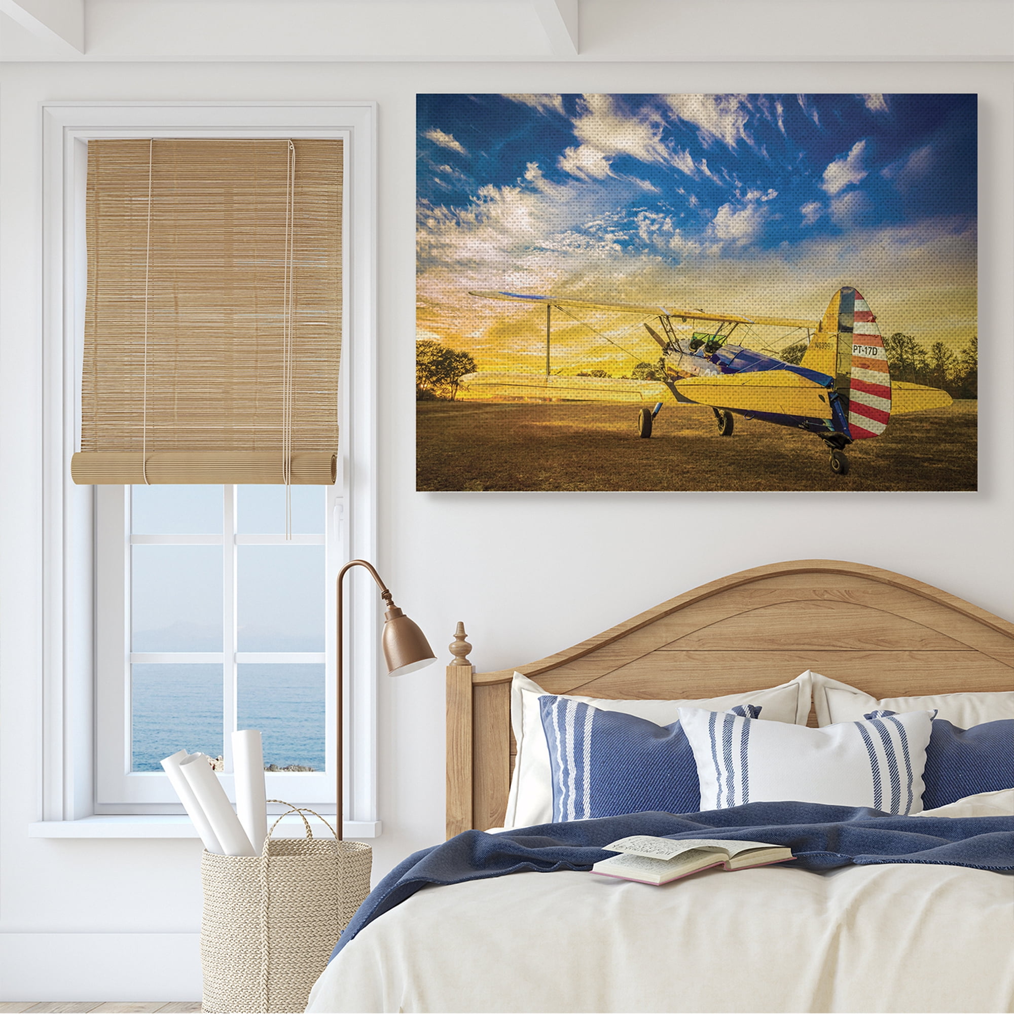 Stupell Industries Americana Plane Open Field Early Evening Sky,36 x 48,Designed by John Slemp