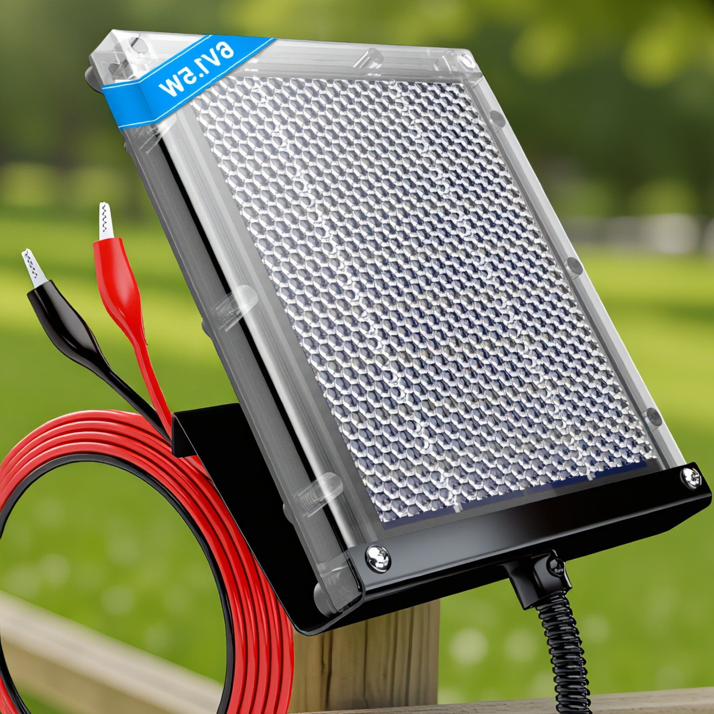 SWOEBTH 1 Pack 6V 1.5W Monocrystalline Panel for Deer Feeder IP65 Waterproof 3.3FT Cable