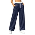 thumbnail image 2 of PInxai Sweatpants for Women Drawstring Elastic Waisted Loose Casual Workout Pants Comfy Trousers with Pockets,Navy,XS, 2 of 6