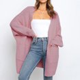 thumbnail image 5 of Suéter tejido Moda mujer suéter de punto Color sólido frente abierto de manga larga bolsillo suelto Casual Otoño Invierno cárdigan abrigo 1 1, 5 of 5