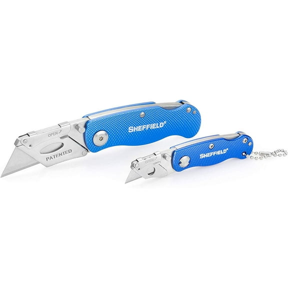 Sheffield 12117 Folding Lock-Back Utility Knives, 2-Piece
