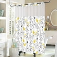 thumbnail image 6 of Ikfashoni Hookless Shower Curtain with Snap in Liner, Yellow Floral Waterproof Fabric Sheer Window Bath Curtain, 71"X74", 6 of 8