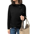 thumbnail image 1 of Women Buttons Up Mock Neck Long Sleeve Slim Solid Color Sweatshirt, 1 of 2