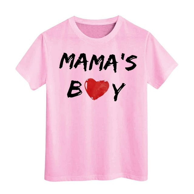 Toddler Boy Shirt "MAMA'S BOY" Print Tee, Polyester, 1-13 Years, 90-160 Sizes