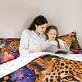 thumbnail image 5 of Homewish Jungle Wildlife Cheetah Full Size Comforter Sets,Retro Rustic Flower Bedding Comforter Set,Pink Orange Purple Bedding Sets For Teens,Ultra Soft Home Decor Reversible,3-Piece, 5 of 8
