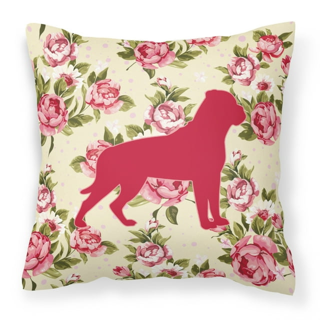 Caroline's Treasures BB1083-RS-YW-PW1414 Rottweiler Shabby Chic Jaune Roses Oreiller 14 x 14 Multicolore