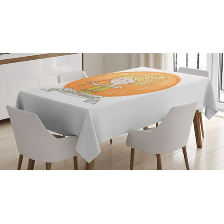 

Zodiac Sagittarius Tablecloth Cartoon Style Girl on a Warm Colored Background with Lines Zodiac Banner Rectangular Table Cover for Dining Room Kitchen 60 X 90 Inches Multicolor by Ambesonne