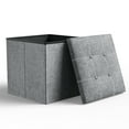 thumbnail image 4 of Storage Ottoman, Footrest Stool 15*15*15in, 40L Small Ottoman with Storage, Foldable Ottomans Foot Rest, Footstool Bench for Living Room Bedroom Entryway Stool Gray, 4 of 7