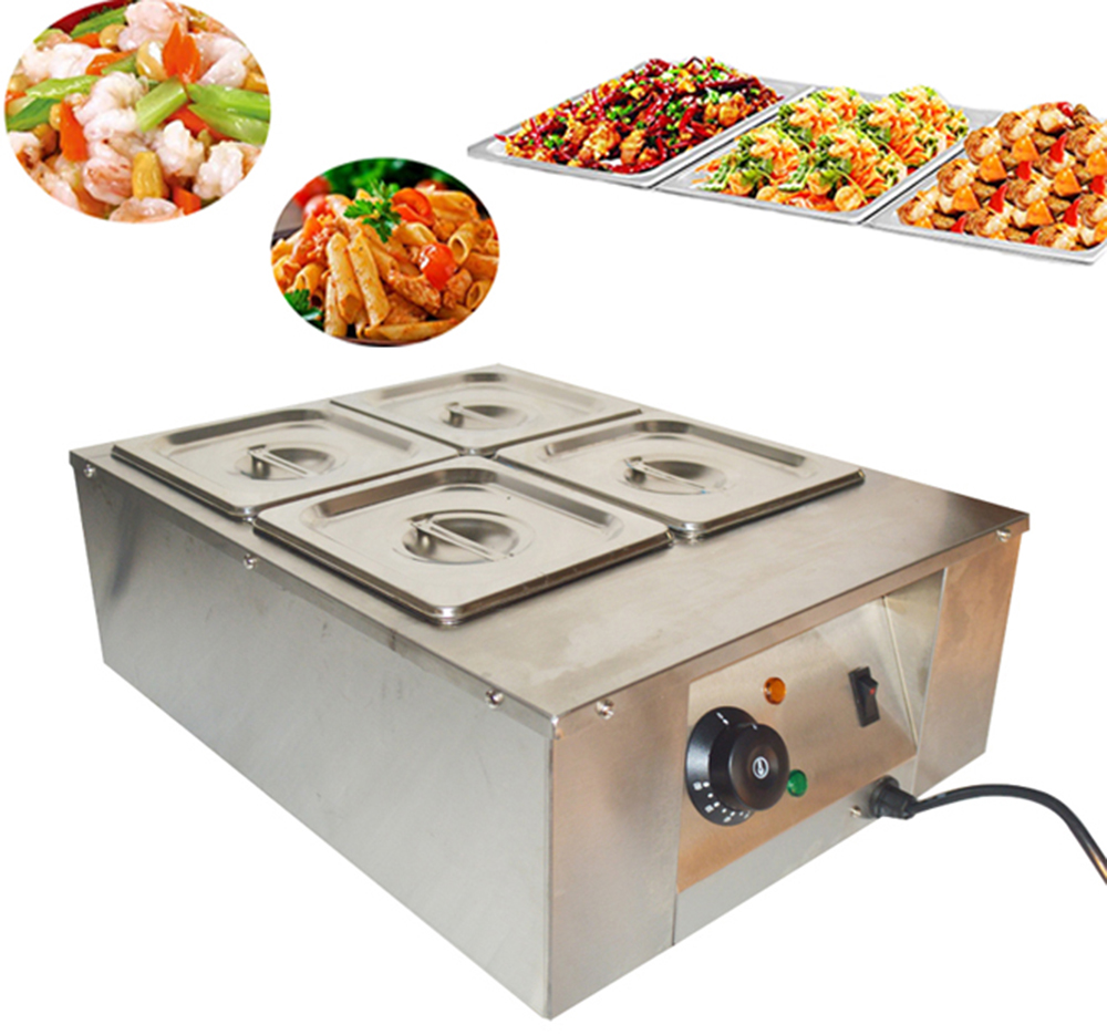 INTBUYING 4Pan Food Warmer Countertop Buffet Steam Heater Table Food