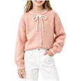thumbnail image 2 of Girls Bow Sweater Cute Crew Neck Pullover for Kids Girls Christmas Birthday Sweaters Pink 7-8 Years, 2 of 6