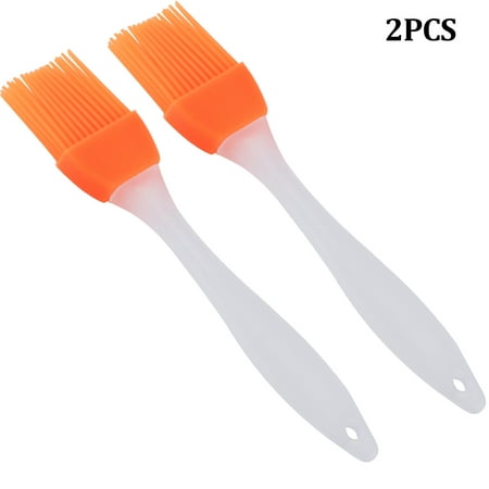 BBQ Basting Brush by Silicone Bristles - Make Grilling Easy - Sauce Basting Brush Set of Two, Heat Resistant Silicone Bristles, 7 Inch-Great For BBQ Meat,Grill,Cakes and